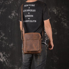 Vintage Leather Men's Small Side Bag Table Bag Small Messenger Bag For Men