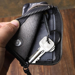 Retro Handmade Mens Leather Key Purse Black Car Key Wallet Card Wallet For Men