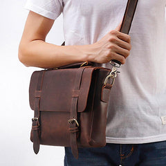 Vintage Brown Leather Men's Profess Briefcase Business Brown Shoulder Briefcase For Men