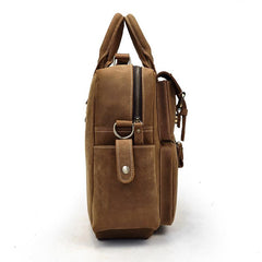 Vintage Leather Men's Travel Bag Business Handbag Laptop 14inch Briefcase For Men