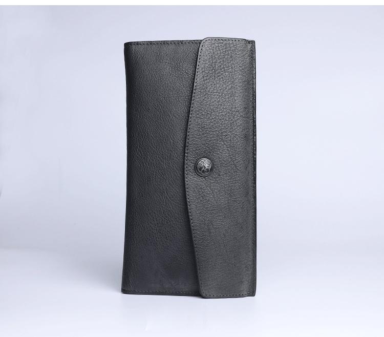 Cool Leather Brown Mens Long Wallet Envolpe Long Wallet Trifold Clutch Wallet for Men