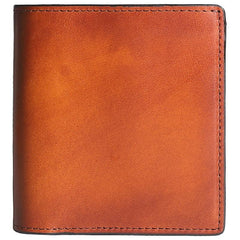 Brown Leather Mens Cool billfold Leather Wallet Men Small Bifold Wallets for Men