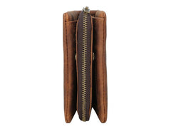 Vintage Leather Mens Bifold Small Wallet billfold Wallet Within Detachable Coin Holder for Men