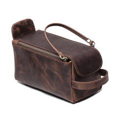 Cool Brown Leather Men's Box Clutch Bag Portable Bag Mini Handbag for Men