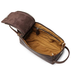 Cool Brown Leather Men's Box Clutch Bag Portable Bag Mini Handbag for Men