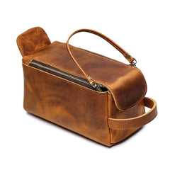 Cool Brown Leather Men's Box Clutch Bag Portable Bag Mini Handbag for Men