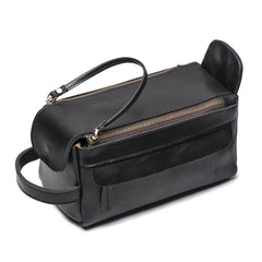Cool Brown Leather Men's Box Clutch Bag Portable Bag Mini Handbag for Men