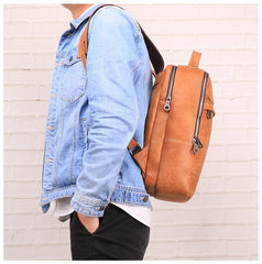 Cool Leather Mens 13inch Computer Backpack School Backpack Travel Backpack for Men