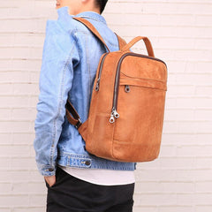 Cool Leather Mens 13inch Computer Backpack School Backpack Travel Backpack for Men
