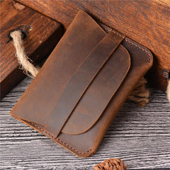 Vintage Brown Leather Men's Coin Holder Black Card Wallet Slim Short Wallet For Men