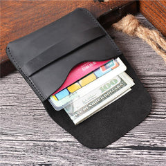 Vintage Brown Leather Men's Coin Holder Black Card Wallet Slim Short Wallet For Men