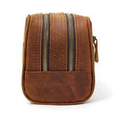 vintage Leather Men's Clutch Bag Double Zipped Small Wristlet Handbag For Men