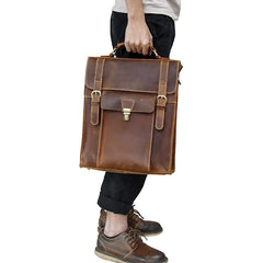 Cool Leather Mens Briefcase Handbag Backpack Satchel Backpack Travel Backpack for Men
