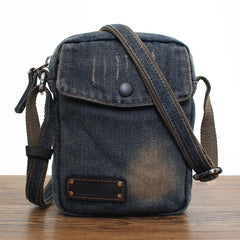 Blue Denim Small Side Bag Mens Denim Vertical Phone Messenger Bags Vintage Denim Mini Crossbody Bag For Women