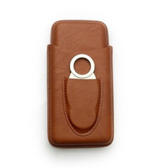 Top Black Leather Mens 3pcs Cigar Case With Cutter Best Leather Cigar Case for Men