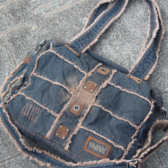 Vintage Blue Denim Womens HandBags Courier Bag Blue Denim Messenger Bags For Men