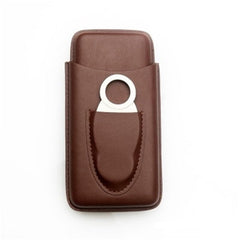 Top Black Leather Mens 3pcs Cigar Case With Cutter Best Leather Cigar Case for Men