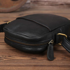 Black LEATHER MEN'S Small Side bag Brown Vertical Phone Bag MESSENGER BAG Courier Bag FOR MEN