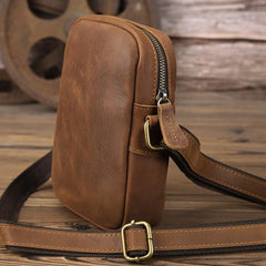 Black LEATHER MEN'S Small Side bag Brown Vertical Phone Bag MESSENGER BAG Courier Bag FOR MEN