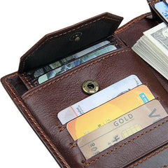 Simple Brown Leather Long Wallet for Men Bifold Long Wallet Brown Multi-Cards Wallet For Men