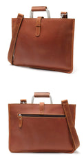 Slim Brown Leather Men's 13 inches Side Courier Bag Messenger Bag Briefcase Work Purse For Men