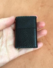 Cool Black Leather Mens Classic Zippo Lighter Case Handmade Standard Zippo Lighter Holder for Men