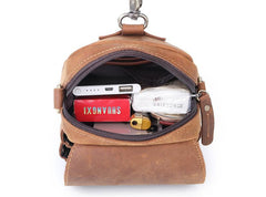 BROWN LEATHER MENS Belt Pouch Belt Bag Waist Bag Mini Side Bag Phone Bag For Men