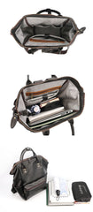 Cool Black Leather Mens Travel Backpack Work Handbag Briefcase Work Backpack For Men