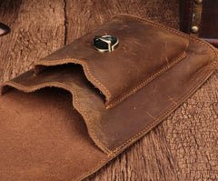 Brown Leather Small Belt Pouch Belt Bag Small Shoulder Bag Side Bag For Men