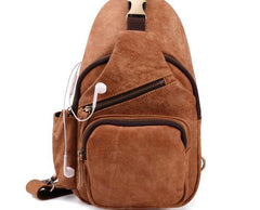 Cool Camel Leather Chest Bag Sling Bag Sling Crossbody Bags For Men
