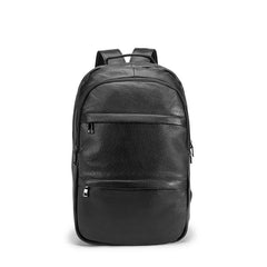 Black Cool Mens Leather College Backpack Laptop Backpack Black Travel Backpack for Men