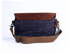 Casual Waxed Canvas Leather Mens MIni Side Bag Gray Courier Bag Messenger Bag for Men