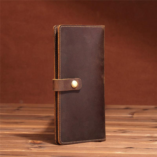 Slim Mens Leather Bifold Long Wallet Bifold Long Wallet for Men