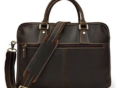 Vintage Leather Mens 14inch Briefcase Handbags Laptop Bag Work Bag For Men