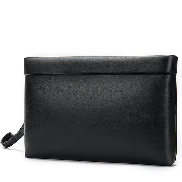 Fashion Black Leather Men's Clutch Purse Clutch Bag Wristlet Bag For Men