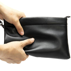 Fashion Black Leather Men's Clutch Purse Clutch Bag Wristlet Bag For Men
