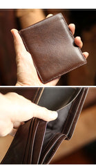 Slim Leather Mens Business SMall Bifold Wallet Bifold billfold Wallet Small Front Pocket Wallet For Men