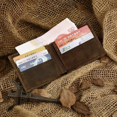 Slim Vintage MENS Leather Bifold Wallet Long and Small Wallet Short Wallet for MEN
