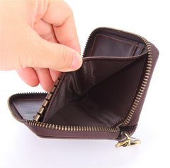 Cool Brown Leather Men's Car Key Wallet Short Small Key Wallet For Men