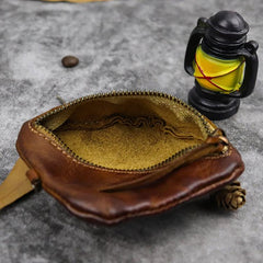 Vintage Small Leather Men's Coin Holder Change Wallet Change Holder For Men