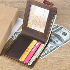 Vintage Mens Brown Leather's Bifold Small Wallet Black Front Pocket Wallet For Men