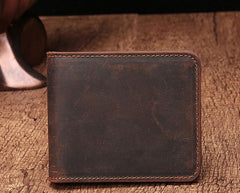 Simple Vintage Mens Leather Small Wallet Bifold billfold Wallet for Men