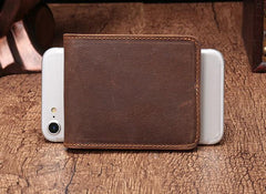 Simple Vintage Mens Leather Small Wallet Bifold billfold Wallet for Men