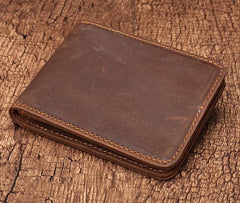 Simple Vintage Mens Leather Small Wallet Bifold billfold Wallet for Men
