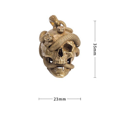 Skull&Snake Keyrings Brass Moto KeyChain Hook Keyring Skull Moto Key Holder Key Chain Key Rings for Men