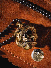 Skull&Snake Keyrings Brass Moto KeyChain Hook Keyring Skull Moto Key Holder Key Chain Key Rings for Men