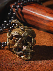 Skull&Snake Keyrings Brass Moto KeyChain Hook Keyring Skull Moto Key Holder Key Chain Key Rings for Men