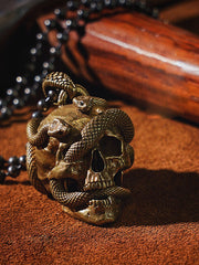 Skull&Snake Keyring Brass Moto KeyChain Hook Keyring Skull Moto Key Holder Key Chain Key Rings for Men