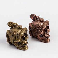Skull&Snake Keyrings Brass Moto KeyChain Hook Keyring Skull Moto Key Holder Key Chain Key Rings for Men