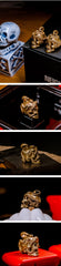 Skull&Snake Keyrings Brass Moto KeyChain Hook Keyring Skull Moto Key Holder Key Chain Key Rings for Men